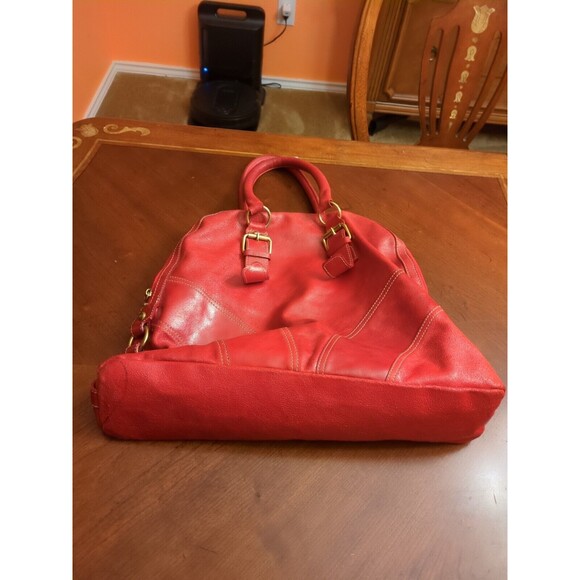 GUIA’S Large Made in Italy Leather Red Bag - Picture 11 of 16
